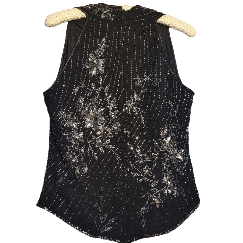 Vintage Black and Silver Embellished Top - Picture 5 of 7